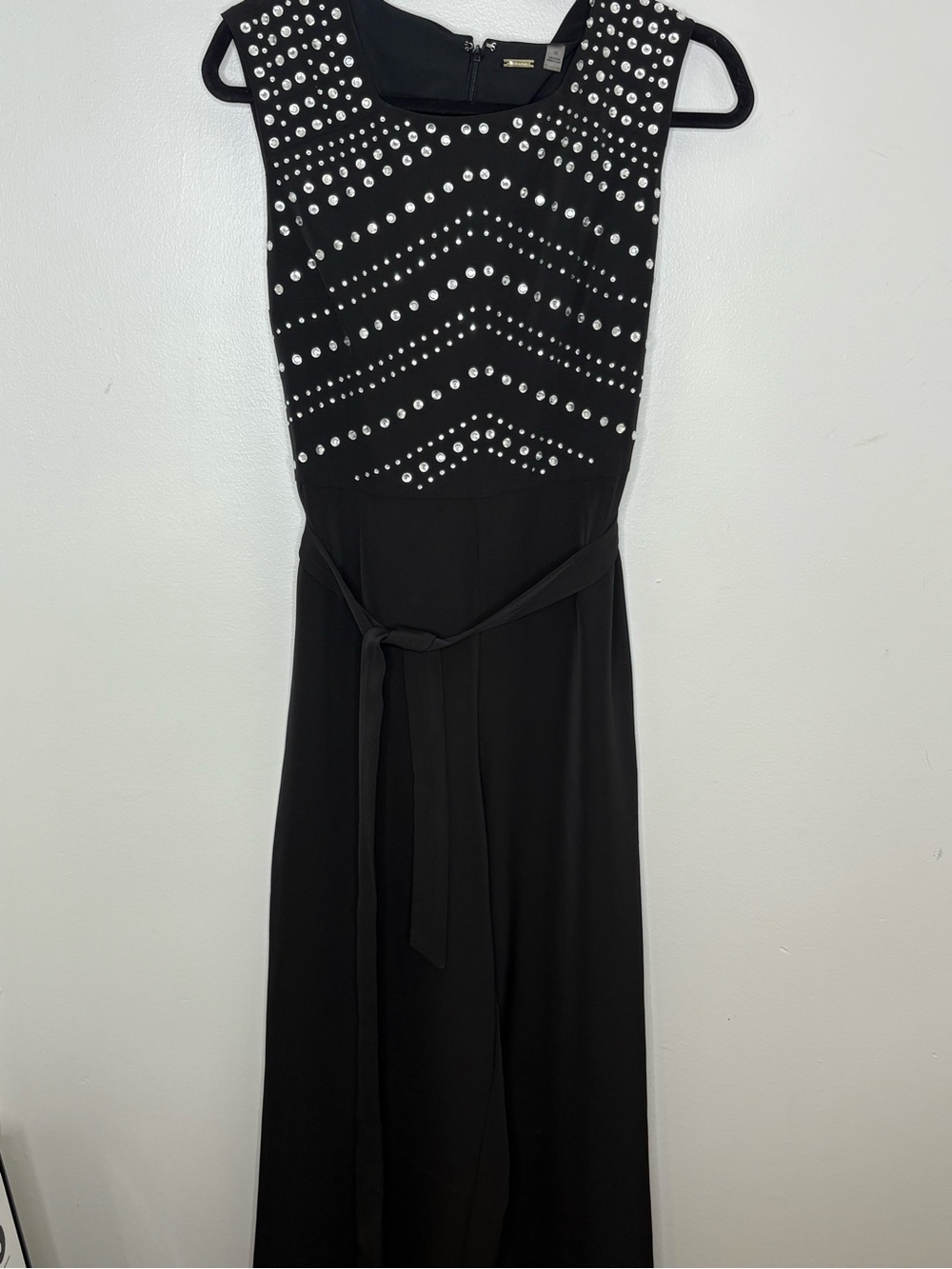 Black Embellished Sleeveless Evening playsuit